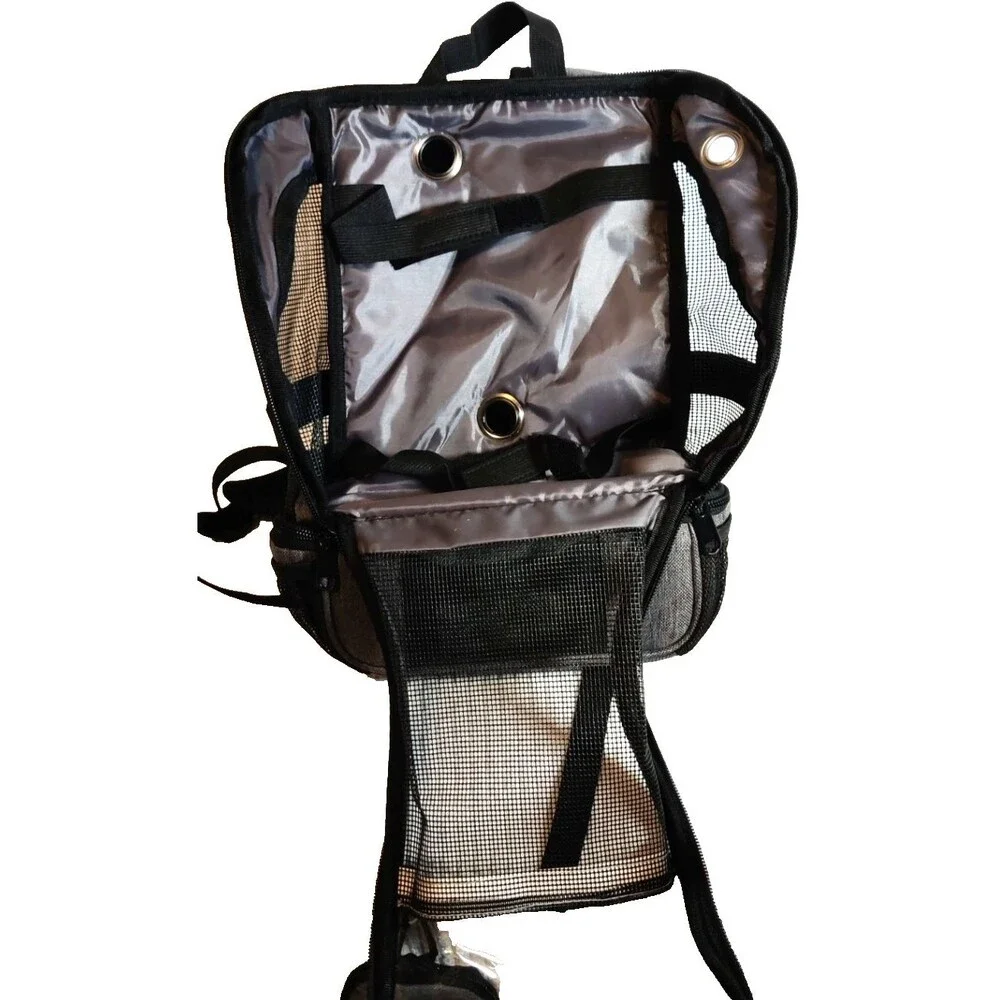 Pet Carrier Backpack Adjustable Shoulders Bag Breathable Mesh with Keychain bag